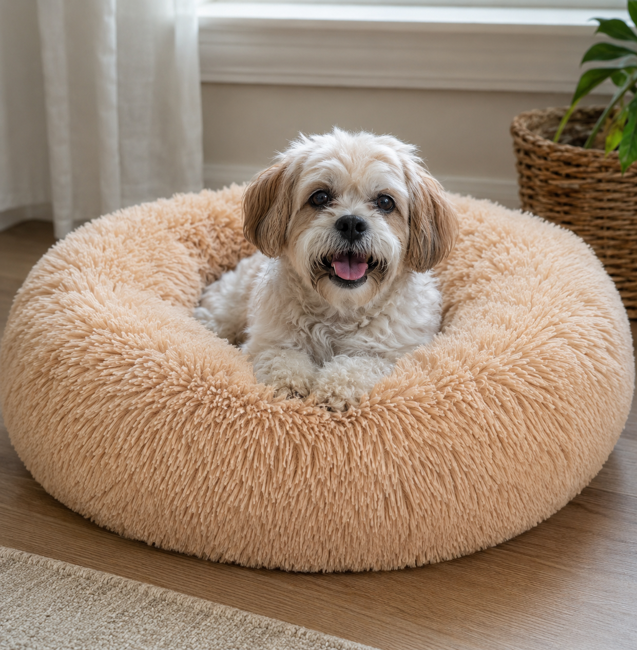 Cozy Nest Calming Bed — a soft, deep burrow where they feel safe