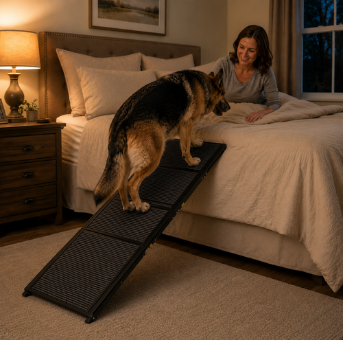 Easy-Climb Folding Car Ramp — no more painful leaps into the car